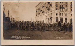 RPPC 1906 Winnipeg Manitoba Soldiers Lining Up Streetcar Strike by Cleven Photo