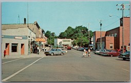 Postcard Manitoulin Island Ontario Water Street and Business Centre Shops Cars