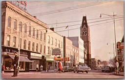 Postcard Belleville Ontario c1960s Front Street Looking South Old Cars Shops