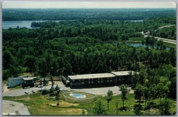 Postcard 1000 Islands Ontario Aerial View The Mana to Ana Motor Hotel Hill Isle
