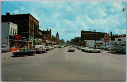Postcard Collingwood Ontario Main Street Pontiac Buick GMC Dealership Old Cars