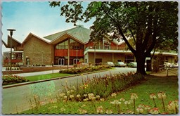 Postcard Stratford Ontario Main Entrance to Festival Theatre Cars Perth County