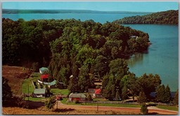 Postcard Mindemoya Manitoulin Island Ontario Cedar Grove Cottages Aerial View