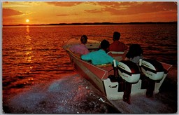 Postcard Greetings from Grand Bend Ontario Lake Huron Boating Johnson Outboard