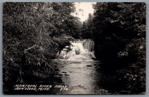 Postcard RPPC c1950s Ironwood MI Montreal River Falls Waterfall