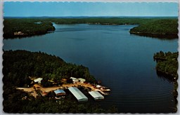Postcard Apsley Ontario c1960s Copland's Marina Aerial View Anstruther Lake