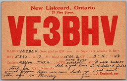 QSL 1948 Amateur Ham Radio Card VE3BHV New Liskeard Ontario Jim England