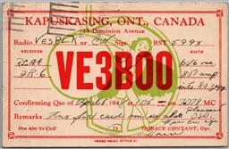 QSL 1948 Amateur Ham Radio Card VE3BOO Kapuskasing Ontario Horce Contant