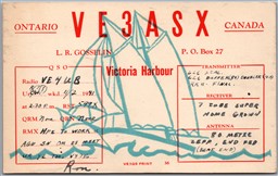 QSL 1941 Amateur Ham Radio Card VE3ASX Victoria Harbour Ontario L. R. Gosselin