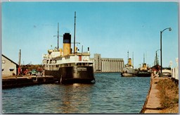 Postcard Owen Sound Ontario c1959 Harbour Georgian Bay Great Lakes Freighter
