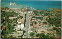 Postcard Collingwood Ontario c1960s Aerial View Main Street Harbour Ship Build