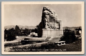 Postcard RPPC c1950s Salt Lake City UT The Mormon Battalion Monument