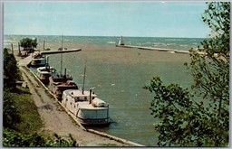 Postcard Southampton Ontario c1962 Fishing Boats at the Mouth of Saugeen River