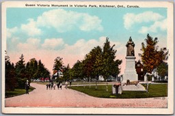 Postcard Kitchener Ontario c1920s Queen Victoria Monument in Victoria Park