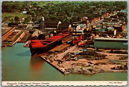 Postcard Collingwood Ontario c1972 Aerial View of the Shipyards Continental