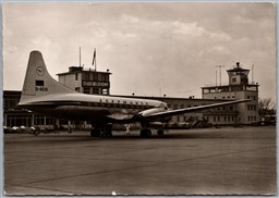 Postcard RPPC c1950s Düsseldorf Germany Airport Lufthansa Convair 340 Airplane