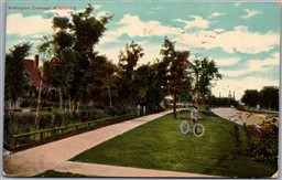 Postcard Winnipeg Manitoba Wellington c1911 Crescent Man with Bicycle