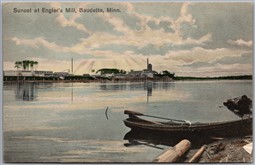 Postcard Baudette Minnesota c1910s Sunset at Engler's Mill Scenic View *as is*