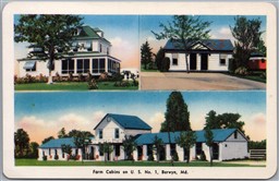 Postcard Berwyn Maryland c1950s Farm Cabins on U.S. No. 1 Mr. & Mrs. C. Beyer