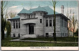 Postcard El Paso Illinois c1908 Public Library