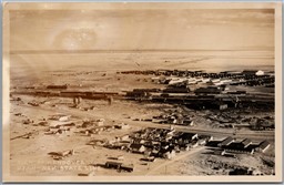 Postcard RPPC 1950s Wendover Utah Nevada USA State Line Aerial View Railroad AFB