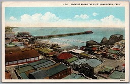 Postcard Long Beach California c1920s Looking Along The Pike Rollercoaster