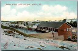 Postcard Auburn Maine c1910s Power House Canal and Dam Androscoggin County