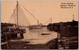 Postcard Wickford Rhode Island c1910s Dock Showing Steamer General