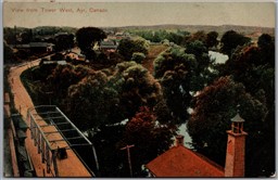 Postcard Ayr Ontario c1906 View from Tower West CDS RPO Cancel