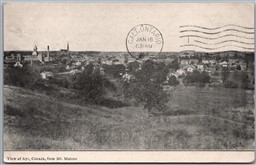 Postcard Ayr Ontario c1908 Town View from Mt. Malone Split Ring Cancel