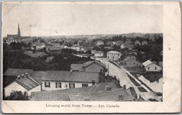 Postcard Ayr Ontario c1909 Looking north from Tower Split Ring Cancel