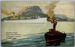 Postcard Thunder Bay Ontario Canadian Pacific Great Lakes Steamer Assiniboia A/S