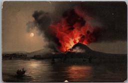Postcard Campania Naples Italy 1907 Mount Vesuvius in Eruption Split Ring Cancel