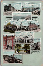 Postcard Brighton England 1907 11 Multi Views Split Ring Cancel Lakeview Ontario