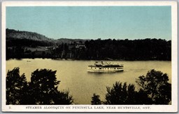 Postcard Huntsville Ontario c1930s Steamer Algonquin on Peninsula Lake