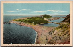 Postcard Cape Breton Highlands National Park NS Presqu'ile Aerial View Lake