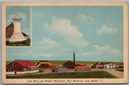 Postcard New Waterford Cape Breton Nova Scotia Coal Mine and Miners Monument