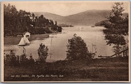Postcard Ste. Agathe des Monts Quebec Lac des Sables Scenic View Boats