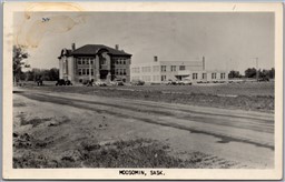 Postcard RPPC c1964 Moosomin Saskatchewan Collegiate Institute Slogan Cancel