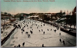 Postcard Toronto Ontario c1909 Canadian Winter Sports Skating on the Don River