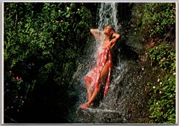 Postcard Hawaii c1979 Refreshing Hawaiian Waters Beautiful Girl under Waterfall