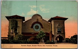 Postcard San Antonio Texas Sunset Depot Sunset Route Union Pacific Railroad