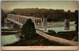 Postcard Monticello Indiana c1910s Tioga Bridge Tippecanoe River White County