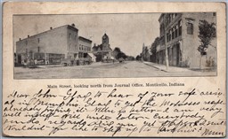 Postcard Monticello Indiana c1907 Main Street Looking North from Journal Office