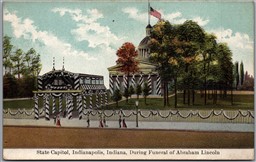 Postcard Indianapolis Indiana State Capitol During Funderal of Abraham Lincoln