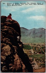 Postcard Golden Colorado School of Mines and Midland Trail Castle Rock Mountain