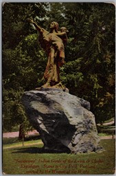 Postcard Portland Oregon Sacagawea Indian Guide of Lewis & Clark Expedition