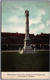 Postcard Princeton Indiana Monument to the Fifty Eighth Regiment Gibson County