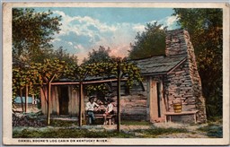 Postcard Carlisle Kentucky Daniel Boone's Log Cabin on Kentucky River