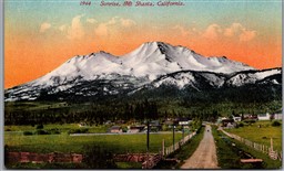 Postcard Mt. Shasta California Sunrise Cascades Siskiyou Co. Edward H. Mitchell